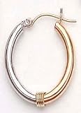 14kt White-Yellow Gold Hoop Earrings with Band- E3547