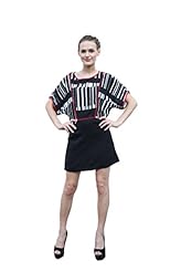 Piping Round Neck Empire   Waistline General Print Above the Knee Elbow Length Sleeves Crepe  Dress