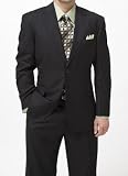 Kilburne & Finch Black Solid 2 Button Center-vented Suit with Pleated Pant