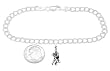 Silver Three Dimensional Hockey Player on 4 Millimeter Charm Bracelet