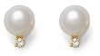 14k Yellow Gold Freshwater Cultured Pearl 5.0-5.5mm Earrings w/ Diamond (.04ctw)