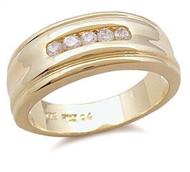 Sterling Silver Men's Gold Wedding Band