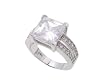 SilverBin Sterling Silver Engagement Style Princess Cut Prong Set Clear CZ Ring with Small CZ Accents