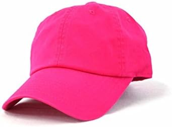 Plain Dad Hat Strapback Vintage Buckle Washed Cotton Ball Cap Unstructured (Hot Pink)