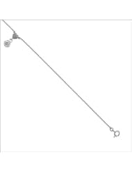 14k White Gold, Charm Anklet with Brilliant Created Gems.