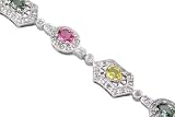 14KT White Gold 3.92cttw. Multi-Sapphire & Diamond Bracelet