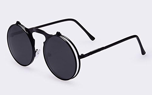 VINTAGE STEAMPUNK Sunglasses round Designer steam punk Metal OCULOS de sol women COATING SUNGLASSES Men Retro CIRCLE SUN GLASSES, Black