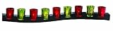 3182VJ8bLyL. SL160  Tag S Curve Luster Wooden Votive Holder, 9 Mercury Glass Votive Holders in Red and Green, 28.5 Long