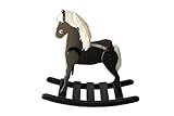 FireSkape Medium Deluxe Amish Crafted Solid Maple Black Finished Rocking Horse with White Mane