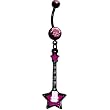 Black Pvd Pink Gem Star Guitar Belly Ring