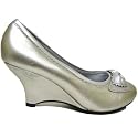 Womens Silver Wedge Bow Party Bridal Wedding Ladies Shoes