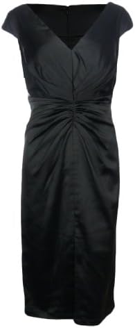 Tadashi Collection Womens Black Satin V-Neck Cocktail Dress Misses (6) [Apparel]