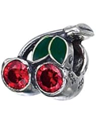 Sterling Silver CZ Cherries Zable Bead Charm BZ0796
