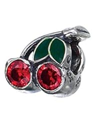Genuine Zable (TM) Product. 925 Sterling Silver Cherries Bead Charm. 100% Satisfaction Guaranteed.