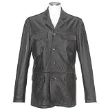 Forzieri Men's Black Four-Pocket Italian Genuine Leather Jacket
