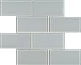 Arizona Tile Skylights Glossy Glass Tile, 3-by-6-Inch on a 12-by-12-Inch Staggered Mesh, Fog  -  8-Pack