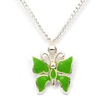 10 Pieces of Silver Plated Enamel Butterfly on a 16" Chain