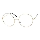 Large Oversized Metal Frame Clear Lens Round Circle Eye Glasses