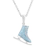 Light Blue Ice Skate Pendant with Chain