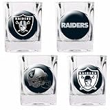 NFL Oakland Raiders Four Piece Square Shot Glass Set (Individual Logos)