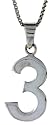 3/4' (18 mm) Sterling Silver Number "3" Pendant