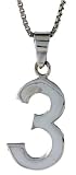 3/4' (18 mm) Sterling Silver Number 3 Pendant