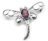 Sterling Silver Purple Genuine Amethyst Dragonfly Pin Brooch - B00023JU6K