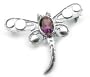 Sterling Silver Purple Genuine Amethyst Dragonfly Pin Brooch