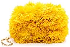 Kotur Women's Margo Clutch with Drop In Chain & Silk Flowers, Yellow, One Size