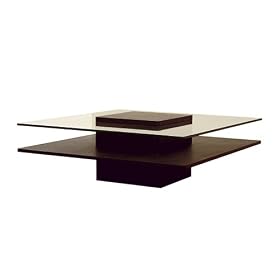 Baxton Studio Elvio Wenge-Color Oak Veneer Glass Top Coffee Table