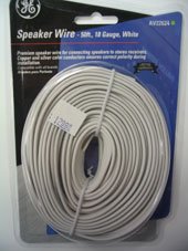 GE 22624 18 Gauge Speaker Wire (White, 50 Feet)