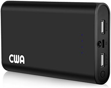 Portable Charger, CWA 6000mAh Power Bank Dual Port Portable Power Bank External Battery Pack Backup - iPhone 6/6 Plus/5/5S/5C, iPad Retina, iPod, Samsung Galaxy S6 Edge S5 Tab Note 2/3/4, HTC One, Motorola, Nokia, LG, Smart Phones Tablets and More (Black / Black)