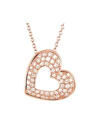 14K Rose Gold 1/4 ct tw Diamond Heart 18" Necklace