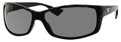 Emporio Armani Men’s 9618 Shiny Black Frame/Grey Lens Plastic Sunglasses