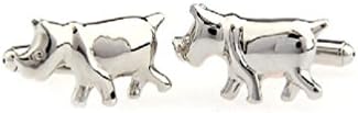 Globalmate Mens White Rhino Titanium Steel Shape French Shirt Titanium Steel Cufflinks
