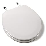 Comfort Seats C1B4R2-00WP Deluxe Molded Wood Toilet Seat with White Hinges, Round, White