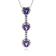 Amethyst & Diamond Three Stone Heart Pendant White Gold