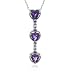 Amethyst & Diamond Three Stone Heart Pendant White Gold
