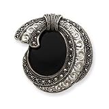 Sterling Silver Marcasite and Onyx Pin