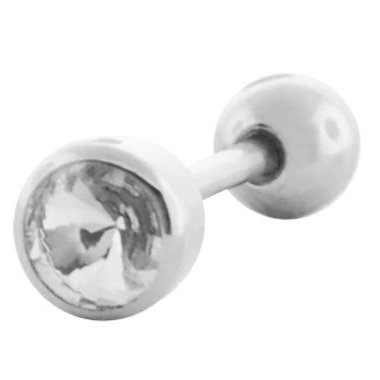 316L Surgical Steel Cubic Zirconia Bezel Set Gem Cartilage Earrings - Barbell - 18g - 5/16'' - Clear - Sold Individually