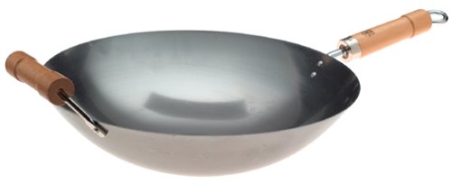 Joyce Chen Pro-Chef 14-Inch Round Bottom Wok with Wood Handles