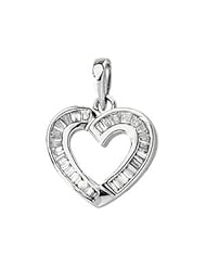 CleverEves 14K White Gold Diamond Heart Pendant 1.9
