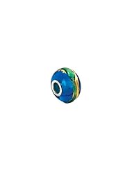 Sterling Silver Kera Gold & Aqua Murano Glass Bead Fits Pandora