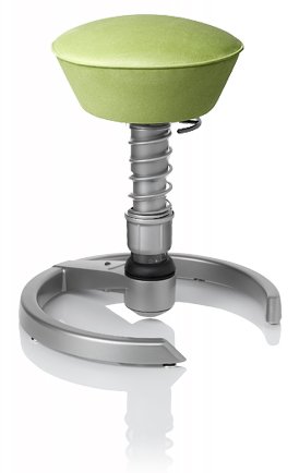 SWOPPER CLASSIC 3D-Aktiv-Bürostuhl Hocker Sitzpolster Normal, Farbe pistacchio, Fussring mit Metallgleiter, Feder MEDIUM, Basis Titan, Federfarbe wie Basis (SWOP22T)