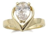 14k Gold Plated Pear Shaped CZ Engagement Ring