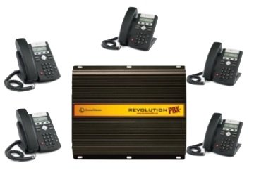 Revolution PBX 5 User Phone System (expandable) - Complete system- Support for 4 Phone Lines, VoIP and up to 100 extensions