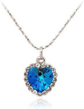 ITALINA 18K RGP 1.3*1.3 cm Heart of the Ocean Necklace (Silver & Blue) M.