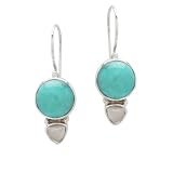 Sajen Sterling Silver Turquoise and Moonstone Dangle Earrings
