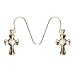 14K Yellow Gold Dangle Cross Earrings with Pink Beads