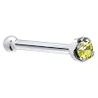 Solid 18KT White Gold (November) 1.5mm Genuine Yellow Diamond Nose Bone - 20 Gauge
